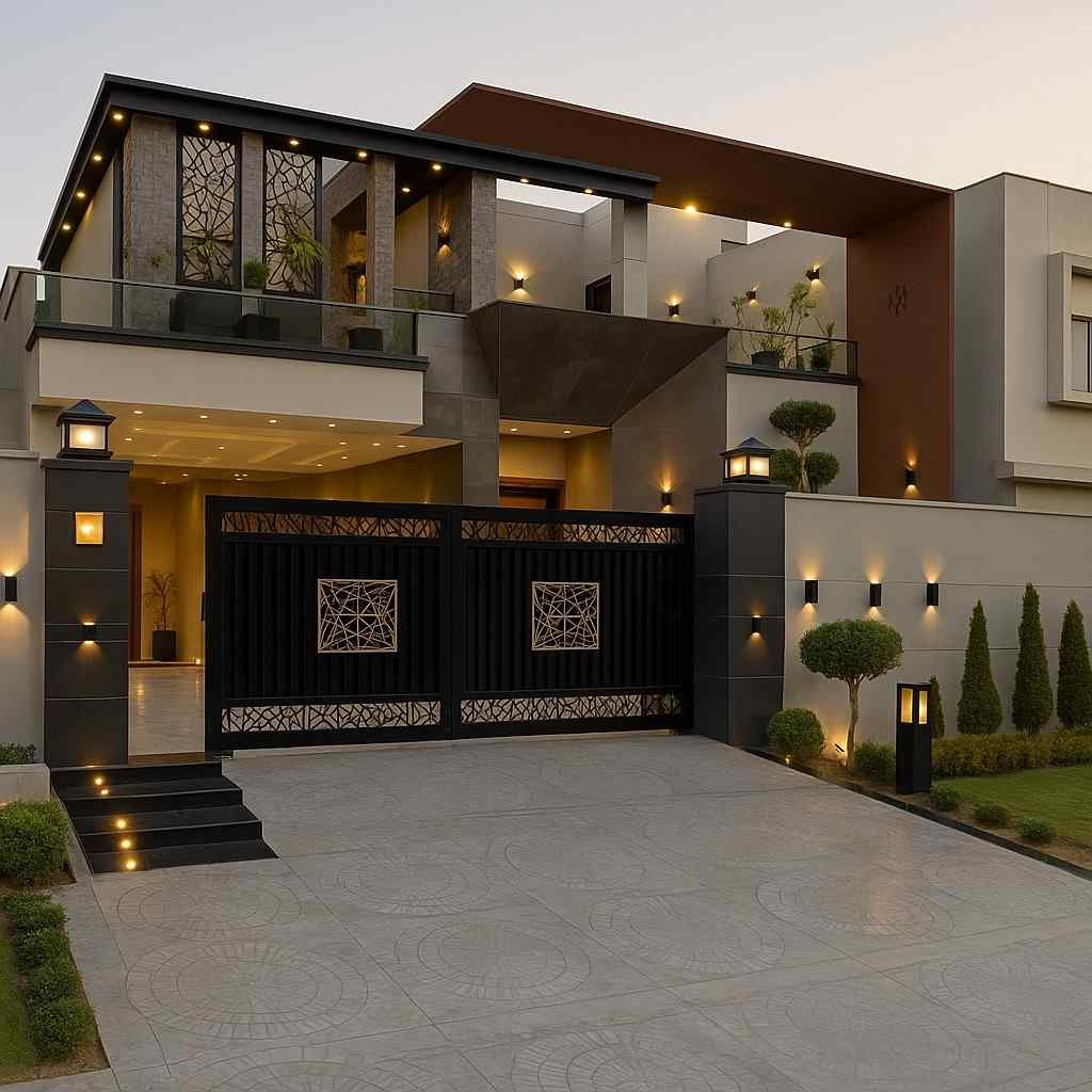 Beautiful House Design with Gray Colour Combination