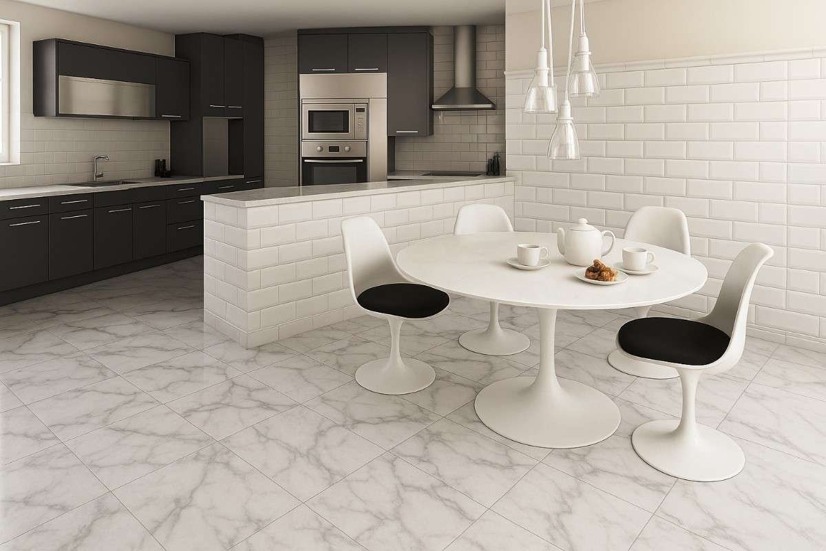 White and Classy Indian Marble Flooring